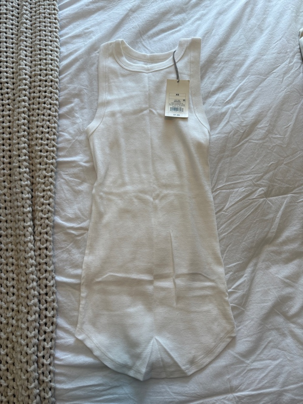 White Ribbed Tank Top- Sleeveless